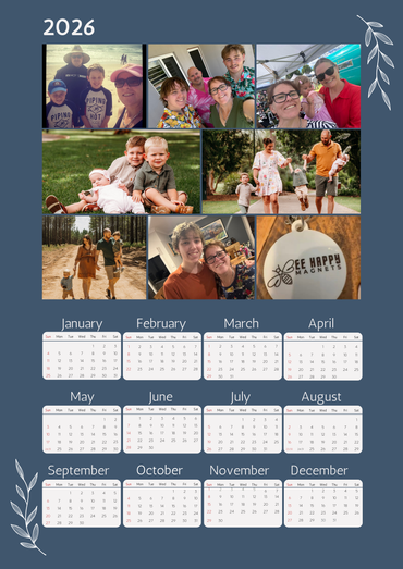 Fully Custom Collage 12-Month Photo Calendar Magnet