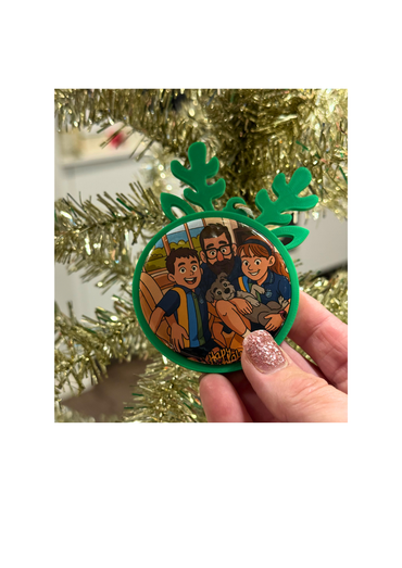 🦌 58mm Reindeer Ears Christmas Ornament with Removable Photo Magnet