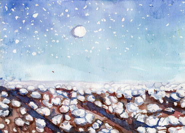 Nighttime Cotton Watercolor on cotton paper - 3 Piece Set