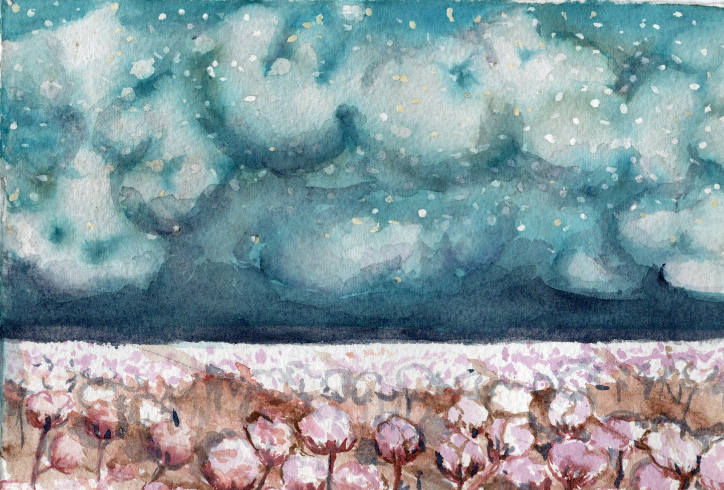 Nighttime Cotton Watercolor on cotton paper - 3 Piece Set