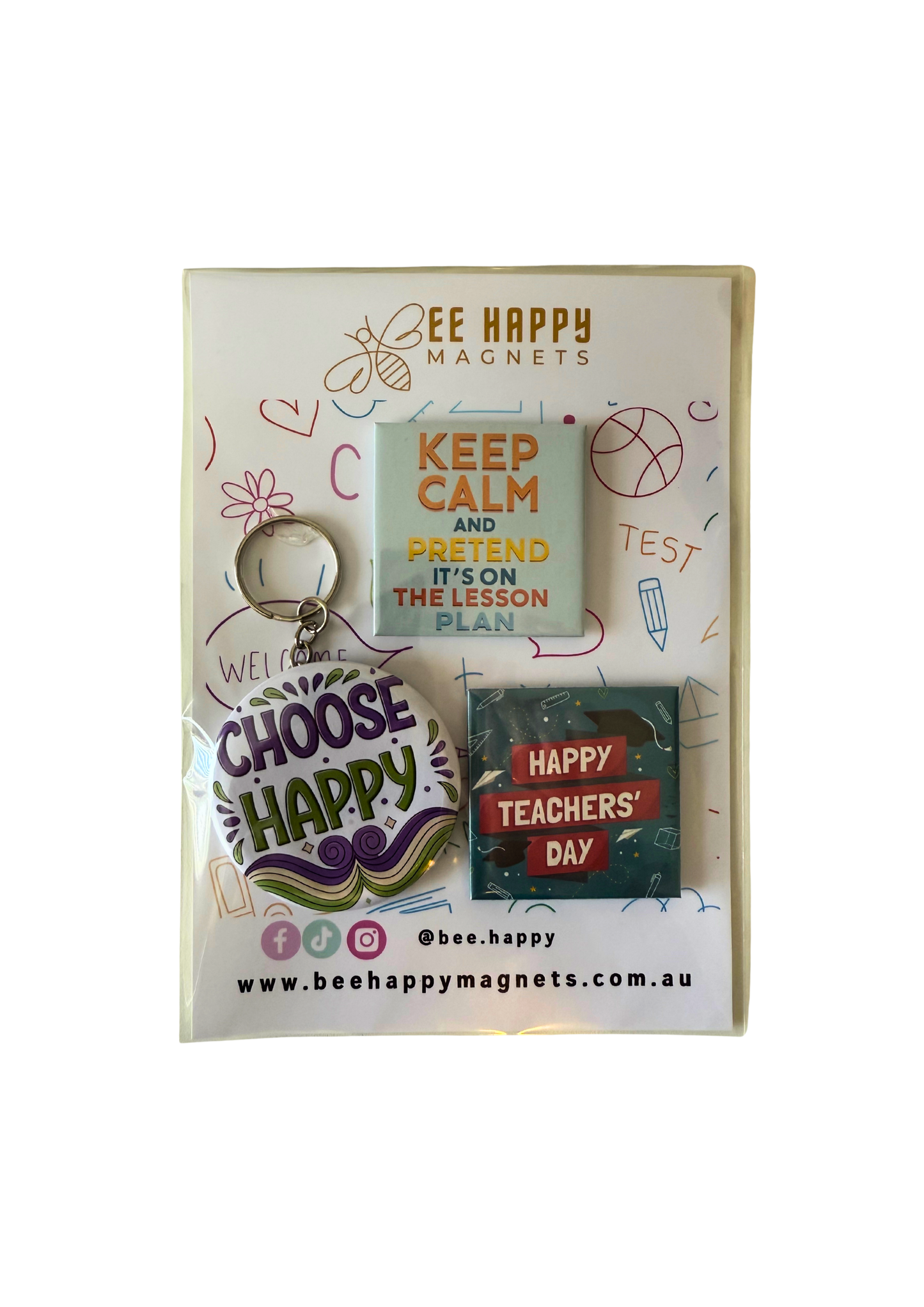 Teachers Gift Packs - Keychain + 2 Magnets