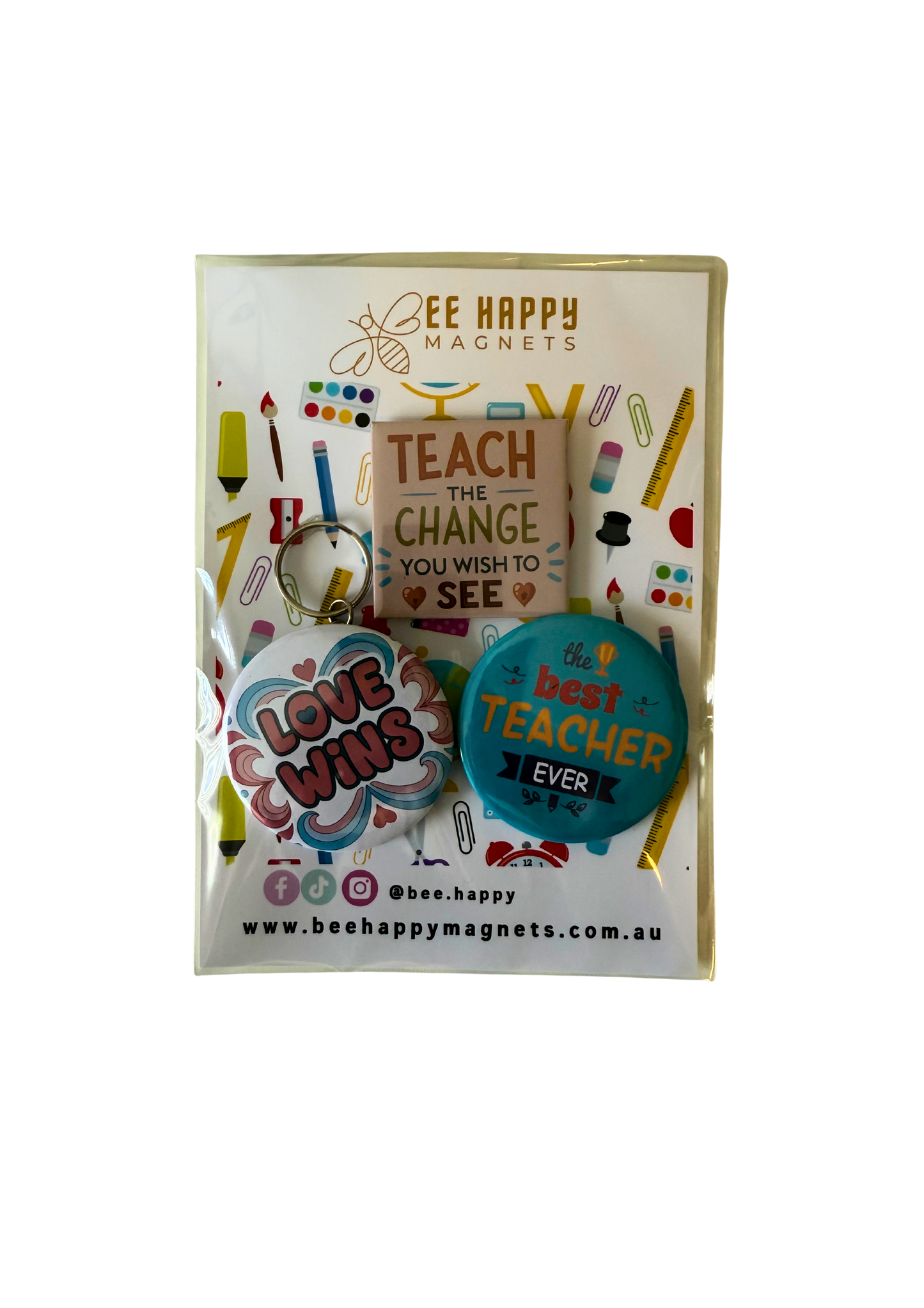 Teachers Gift Packs - Keychain + 2 Magnets