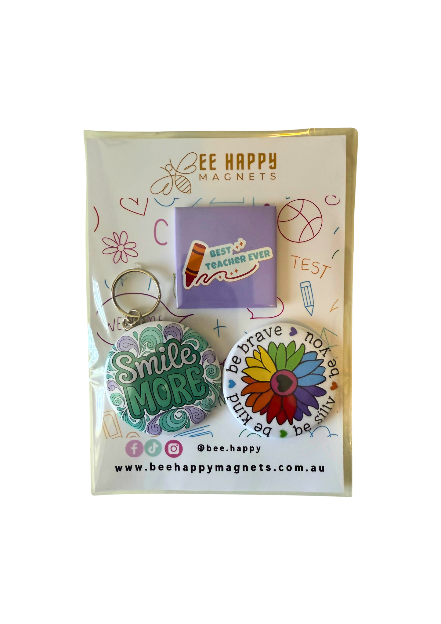 Teachers Gift Packs - Keychain + 2 Magnets
