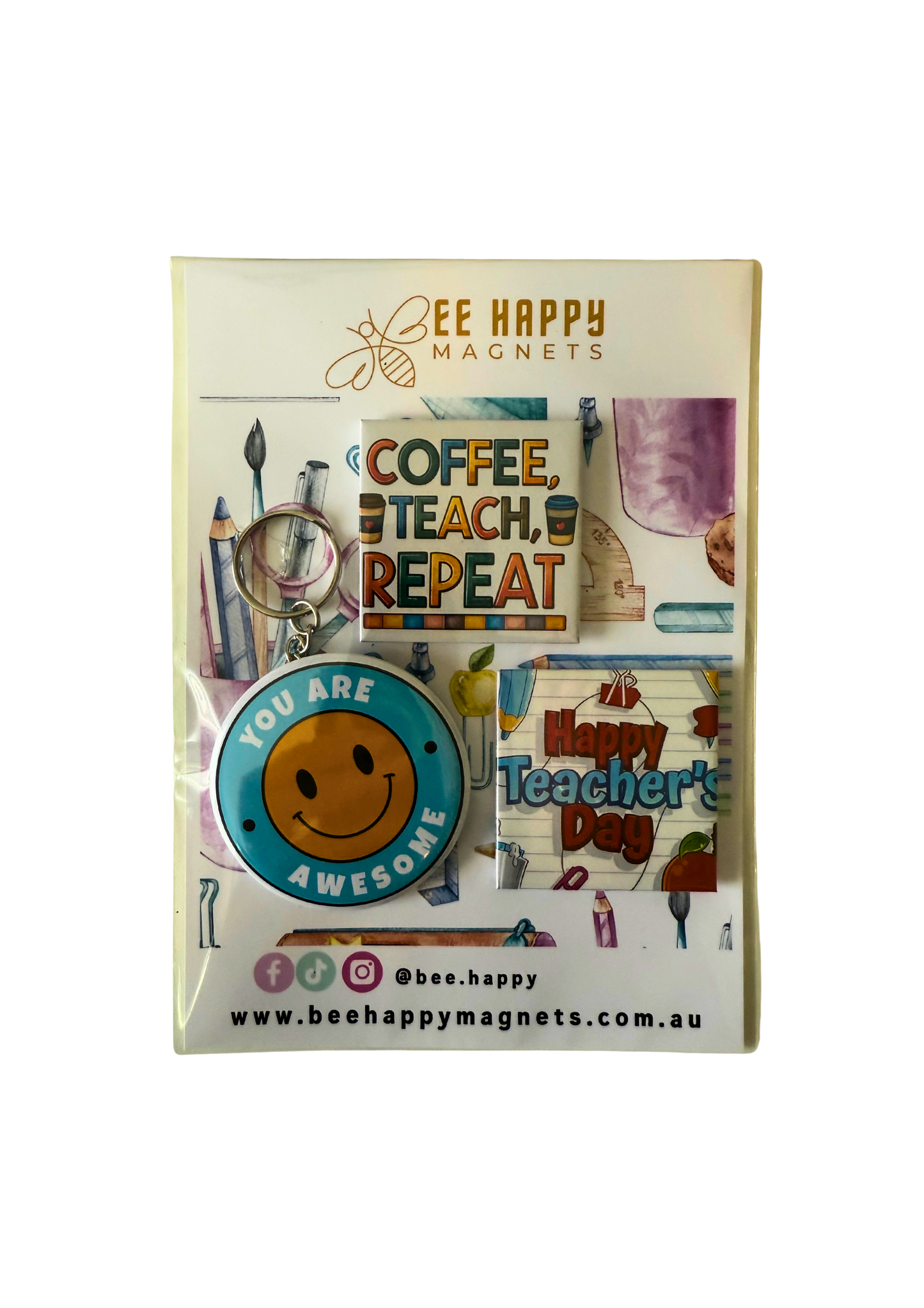 Teachers Gift Packs - Keychain + 2 Magnets