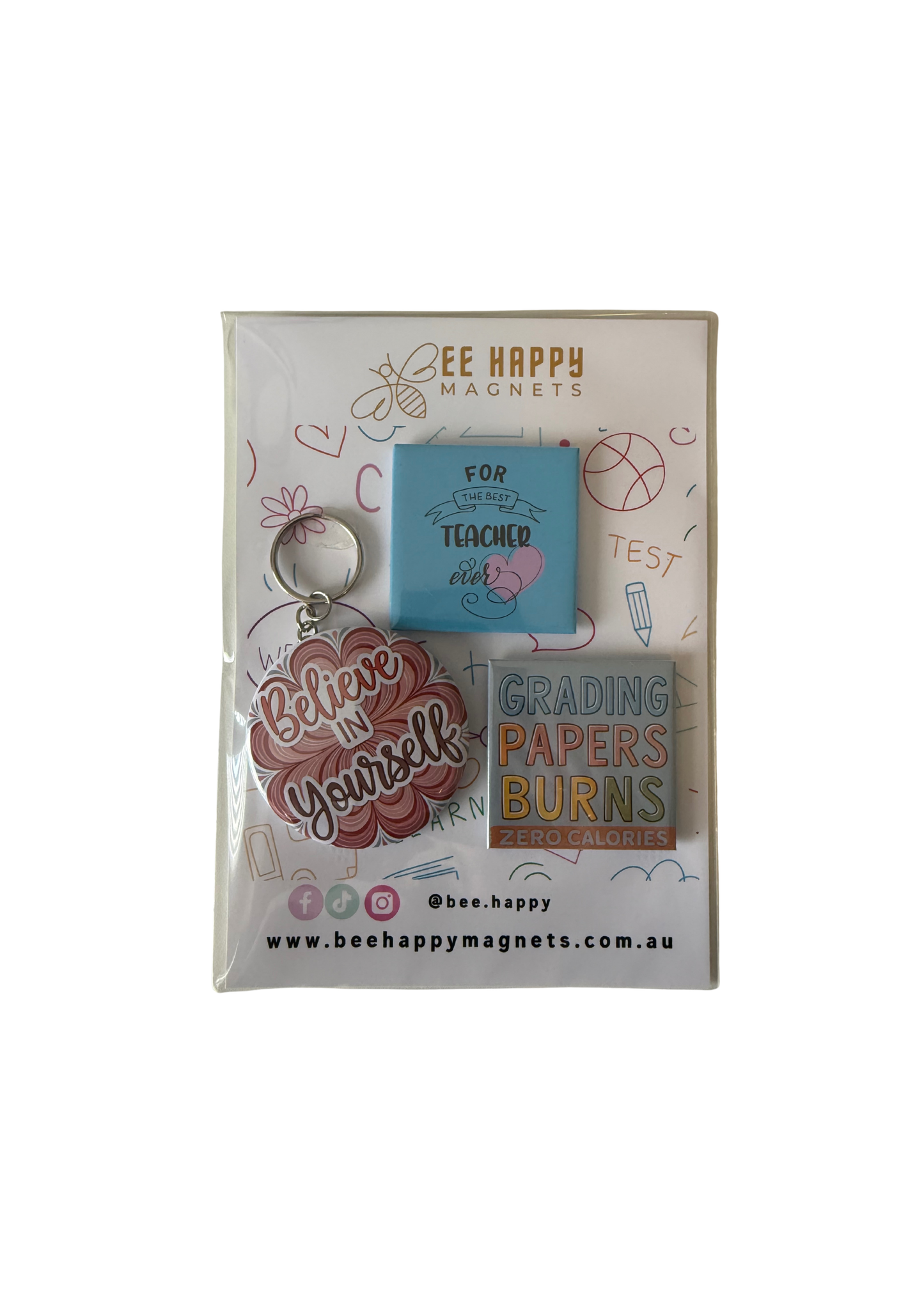 Teachers Gift Packs - Keychain + 2 Magnets