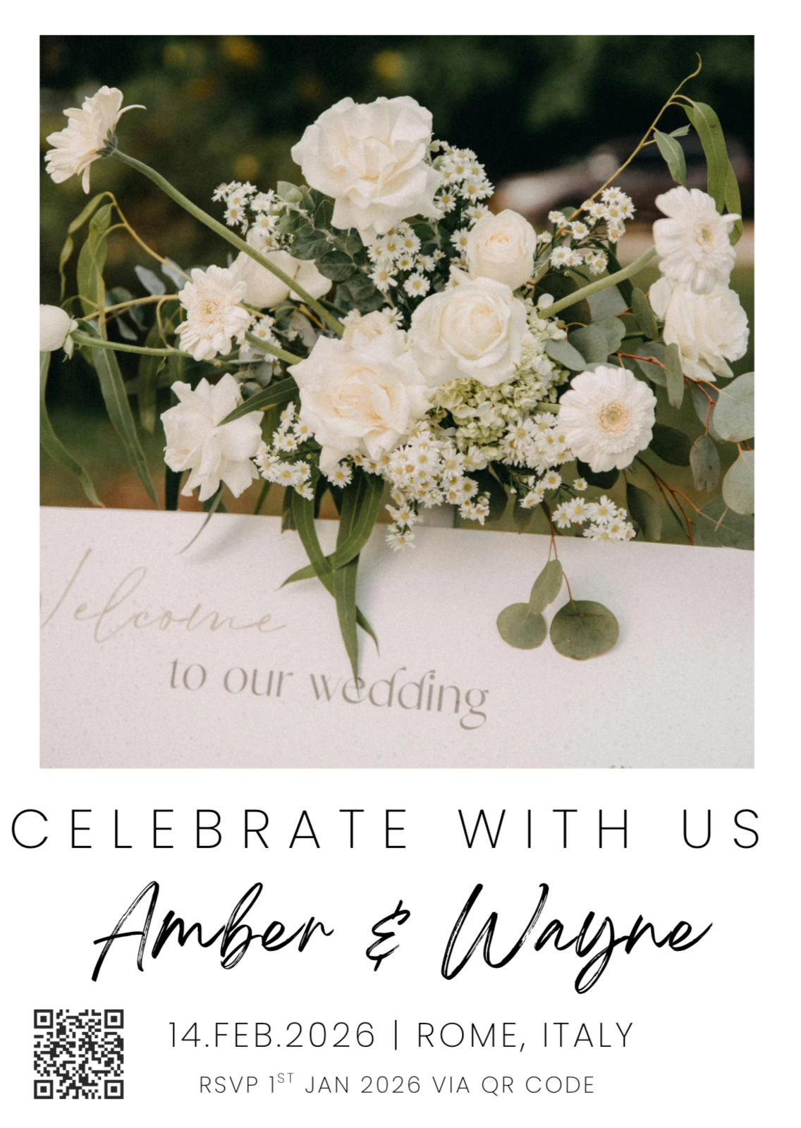 Customisable Wedding Invitation (with QR Code)
