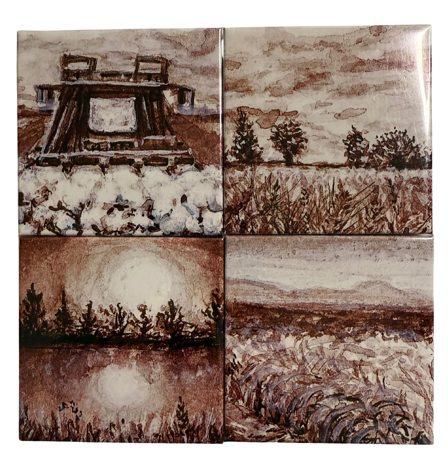 Sepia Country Landscape | Jule Jarner Button Series
